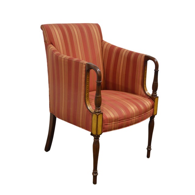 Southwood & Co. Pair Southwood Finely Inlaid Sheraton / Federal Armchairs For Sale - Image 4 of 9