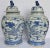 This contemporary large blue & white Chinese porcelain temple / ginger jars. These large Baluster vase have a scene of...