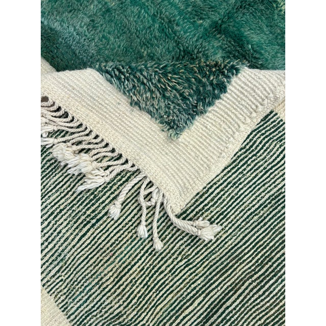 Forest Green Vintage Green Beni Mrirt Grid Pattern Rug, 2010s For Sale - Image 8 of 11