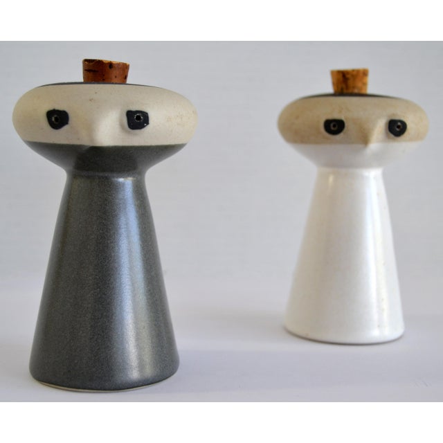 1980s 1980s David Gil for Bennington Potters Mr. Salt and Mrs. Pepper Ceramic Shakers Cork Stoppers For Sale - Image 5 of 12