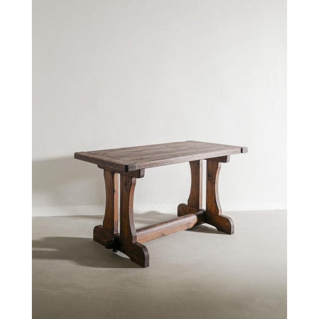 A very rare swedish modern "berga" sculptural console / sofa table in dark brown stained pine wood by david rosén produced...