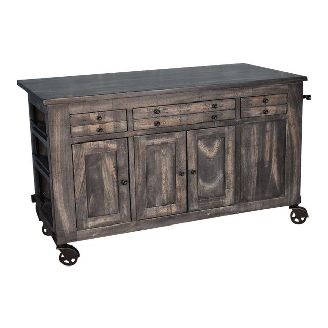 Crafters and Weavers Sawyer Parota Wood Kitchen Island For Sale
