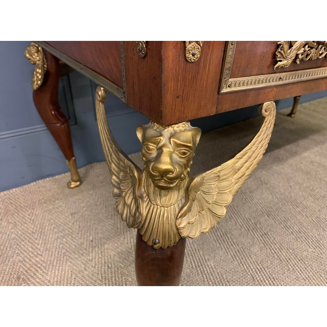 Brown Large Antique French Empire Flame Mahogany Cylinder Desk, 1850 For Sale - Image 8 of 18