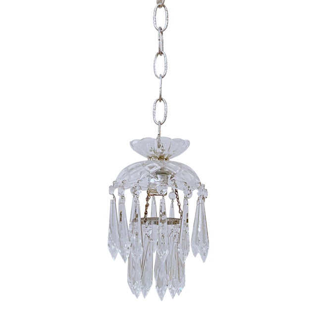 1950s Vintage Layered Chandelier With Cut Glass Dish For Sale