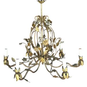 Vintage Regency Gilt Floral Chandelier