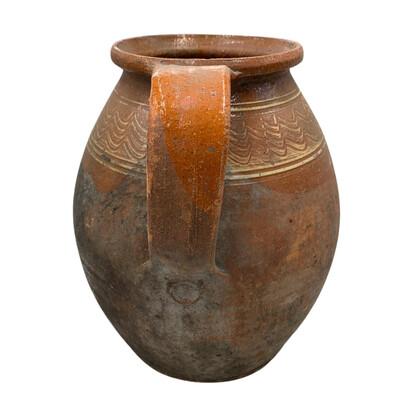 This antique two-handle terra cotta vessel from Hungary is a wonderful addition to any Farmhouse decor. The rustic glazed...