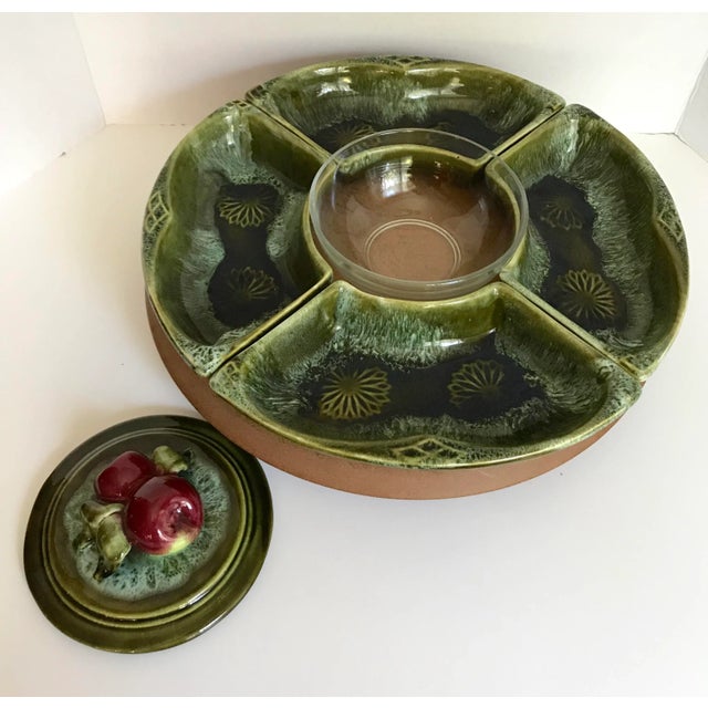 1960s Handcrafted Pottery Rotating Serving Set of 6 For Sale - Image 4 of 7