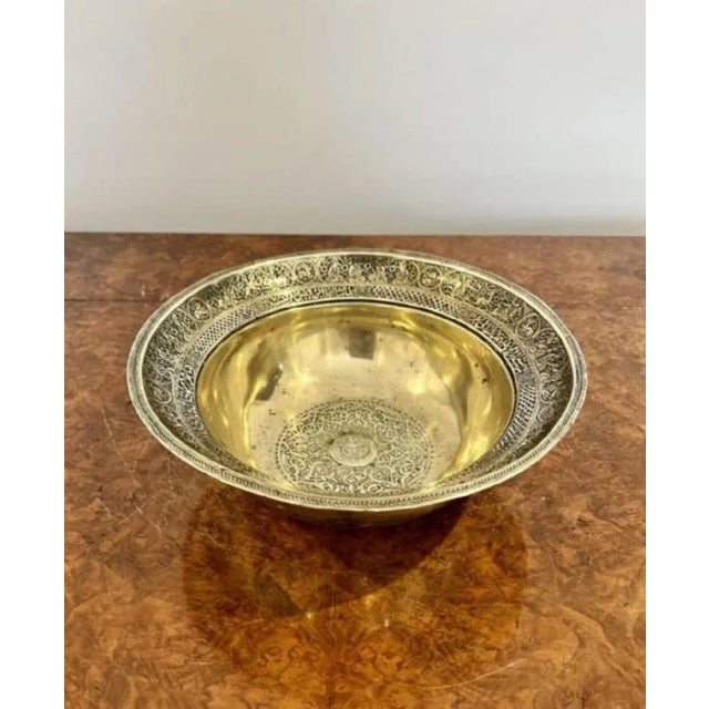 Impressive antique Victorian circular cairoware brass and mixed metal bowl with marvellous ornate decorated panels.