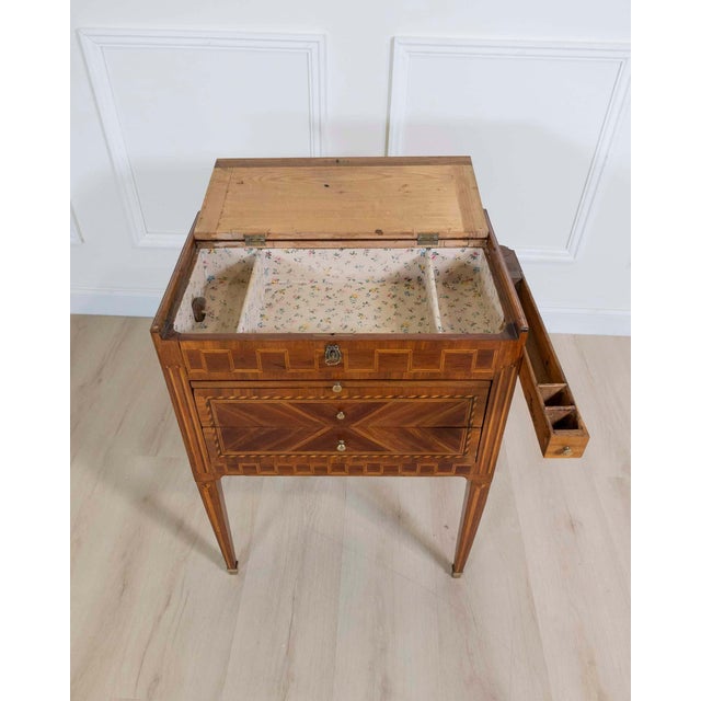 Wood 18th Century Louis XVI Marquetry Chiffonier Table For Sale - Image 7 of 15