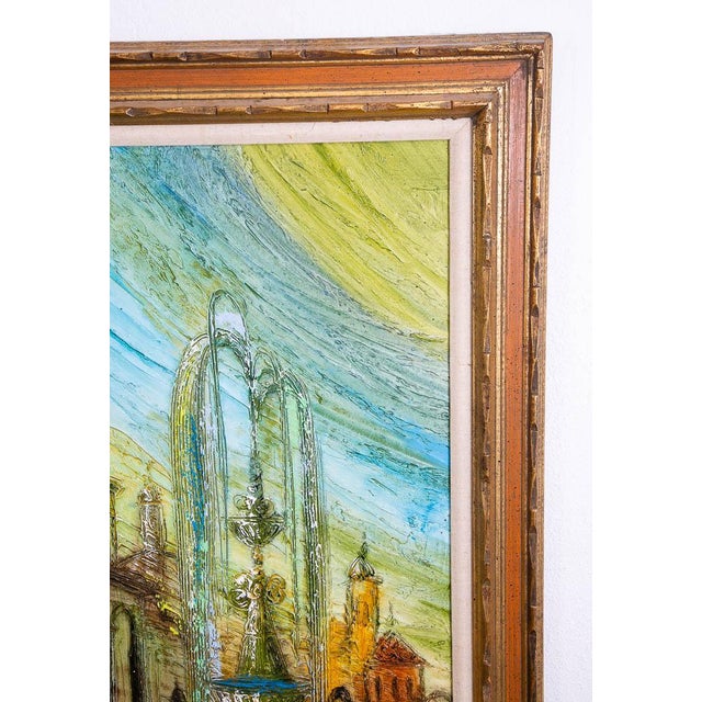 1960s Mid Century Modern Art Original Textured Painting Van Hoople Large Hillside MCM For Sale - Image 5 of 12