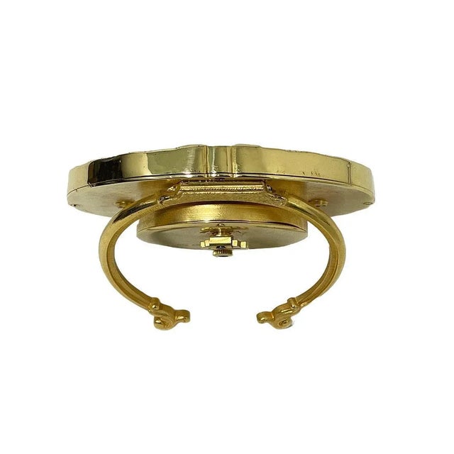 Swiss Gilt-Brass with Painted Landscape Oval Desk Clock, Swiss, 1890s For Sale - Image 3 of 7