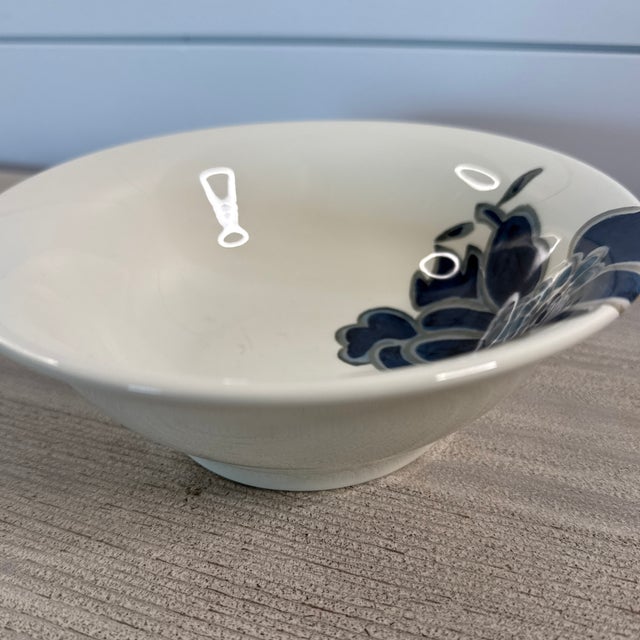 Ceramic Gien “Indigo” Blue & White Floral Cereal Bowl 7” France For Sale - Image 7 of 8
