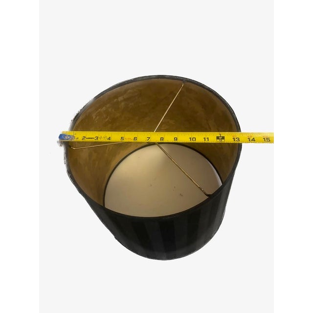 Off-white 1970s Postmodern Matte Off-White Sculptural Ceramic Table Lamp With Black Striped & Gold Foil Shade For Sale - Image 8 of 9