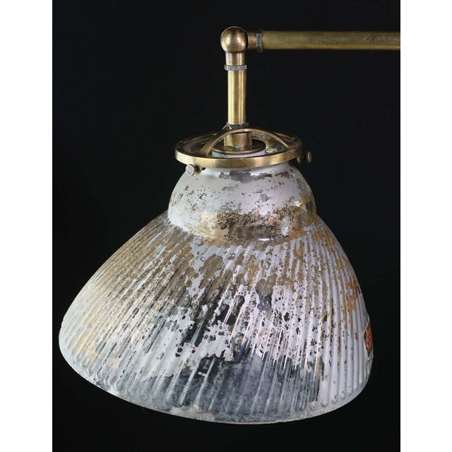 1910s X-Ray Glass Brass Pole Double Down Pendant Light For Sale - Image 4 of 12