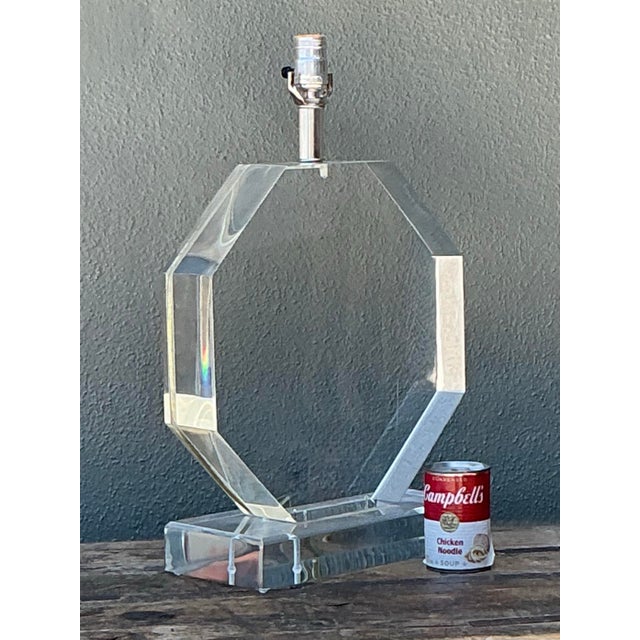 Vintage Slab Lucite Octagon Lamp For Sale - Image 12 of 12