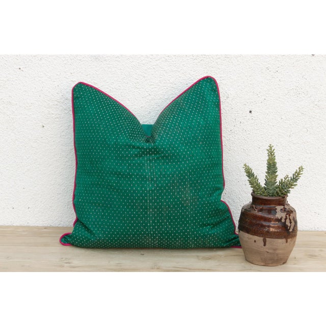 Juhi Green Dotted Ahir Handloom Pillow For Sale In Los Angeles - Image 6 of 6