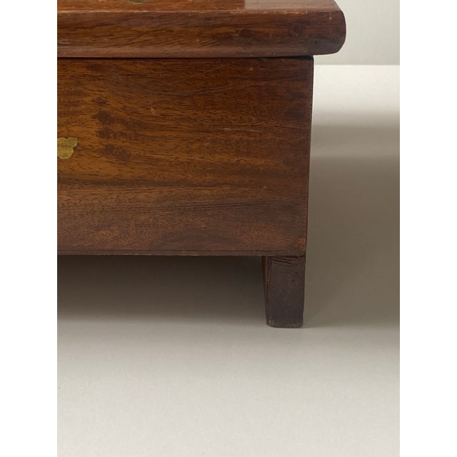 Antique Wood/Brass Inlay Bible Box Floral Print For Sale - Image 9 of 12