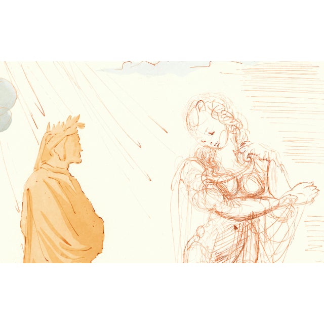Abstract 1963 Dalí Divine Comedy Engraving Enfer Chant 2 "Virgile Réconforte Dante" (Virgil Comforts Dante) For Sale - Image 3 of 8