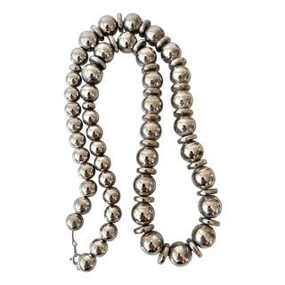 Vintage Sterling Silver American Beaded Necklace For Sale