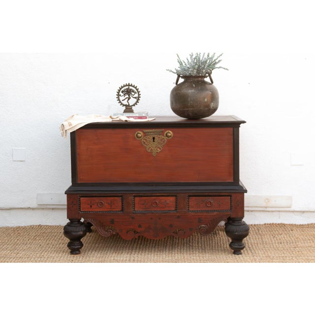 Baroque 19th Century Large Antique Dutch Colonial Ceylon Chest on Stand For Sale - Image 3 of 9