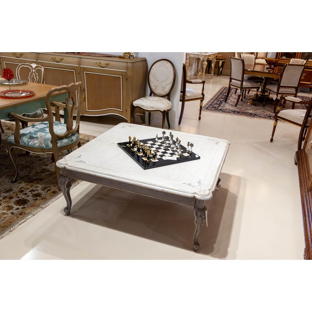 Rustic Italian French Country Coffee Table in Antique White Finish For Sale - Image 3 of 3