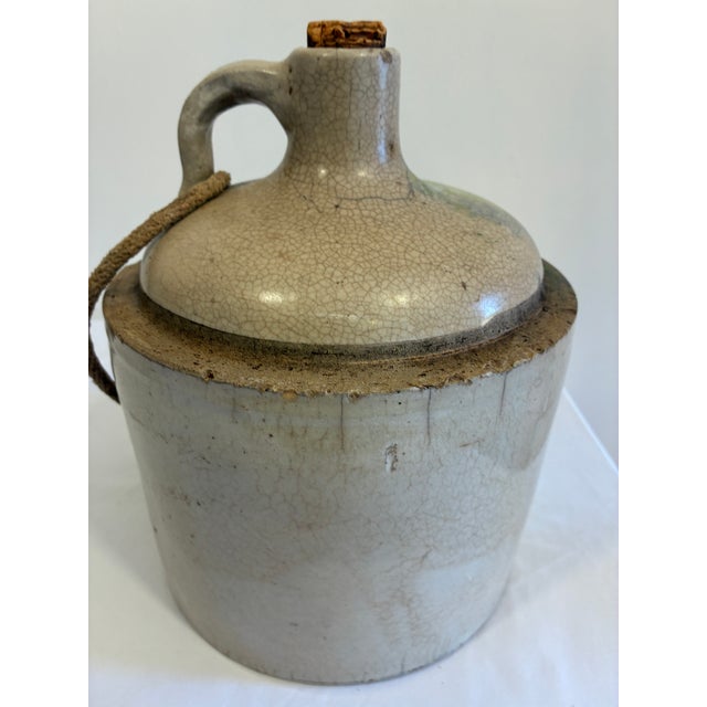 Vintage Hand-Painted Folk Art Stoneware Jug With Children Flying Kites For Sale - Image 4 of 9