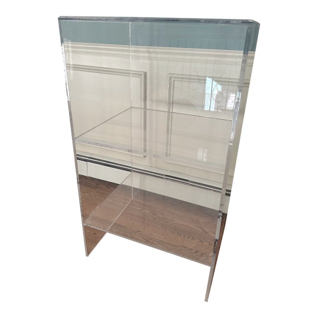 Clear Vintage Lucite Open Cabinet For Sale