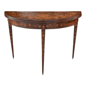 Late 18th Century Dutch Marquetry Demilune Game Table