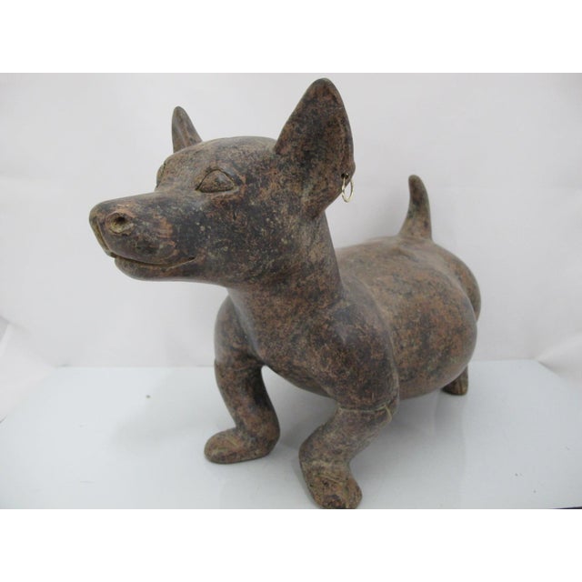 Ceramic Large Colima Mexican Pottery Reproduction Plump Dog Statue With Earrings For Sale - Image 7 of 12