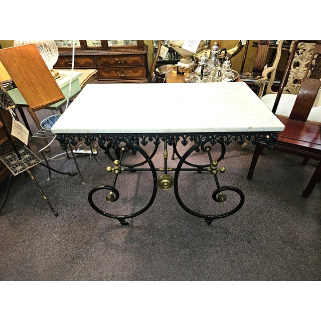 French 19th Century French Cast Iron & Marble Butcher Shop or Pastry Table For Sale - Image 3 of 14
