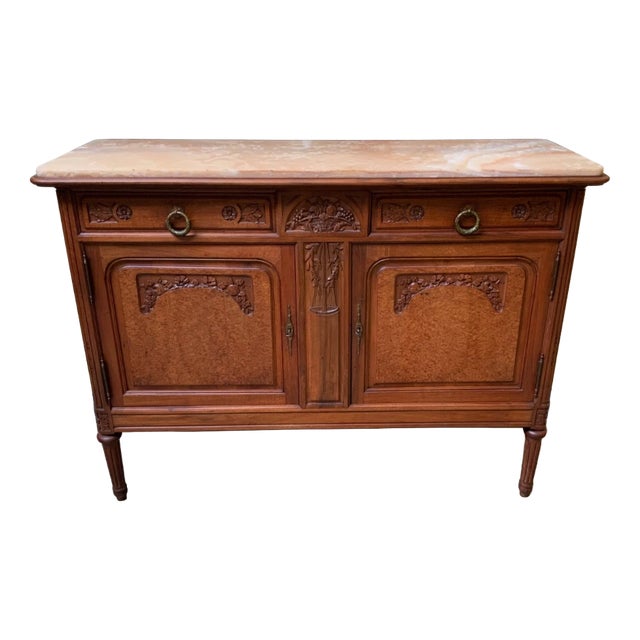 Antique Art Nouveau Walnut Sideboard, 1910 For Sale