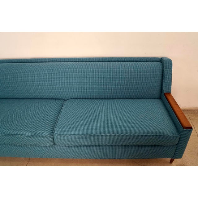 Teal 1960’s Mid-Century Modern Papa Bear Style Walnut Arm Sofa in Knoll Textiles For Sale - Image 8 of 12