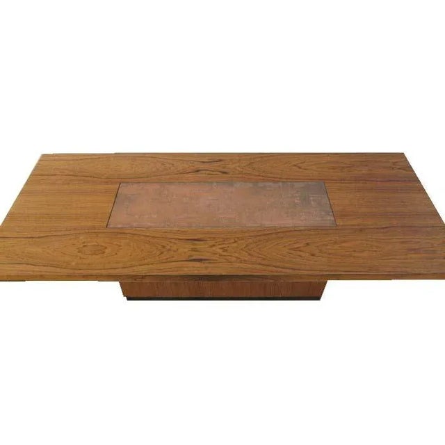 Vintage Wooden Table with Copper Plate For Sale - Image 4 of 9