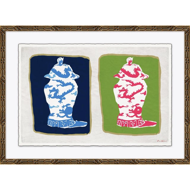 Contemporary Dragon Jar, Pair By Dana Gibson, Framed Art Print For Sale - Image 3 of 3