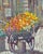 Henry Benson Henry Benson, Large Pointillism Oil Painting Flower Seller and Cart Henry Benson Americana Art, For Sale - Image 4 of 8