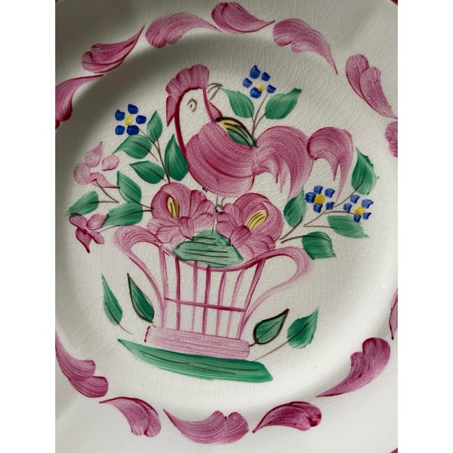 Pink Early 19th Century Set of Four (4) Pink English Chanticleer Fondeville England 7 7/8” Plates For Sale - Image 8 of 9