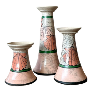 Vintage Boho Clam Shell Candle Holders - Set of Three