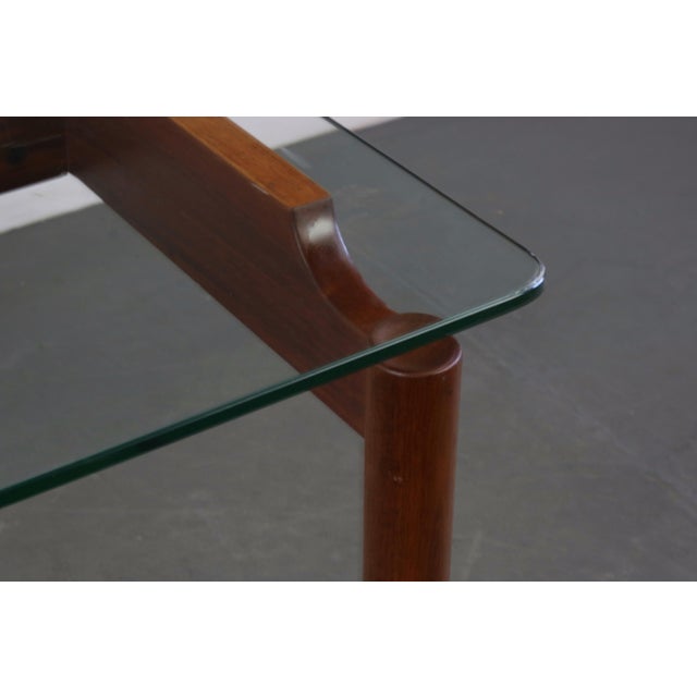 (Julius) Lars Hoftrup Glass Coffee Table and 4 Nesting Stools in Teak Attributed to Jorgen Baekmark - 6 Pieces For Sale - Image 4 of 13