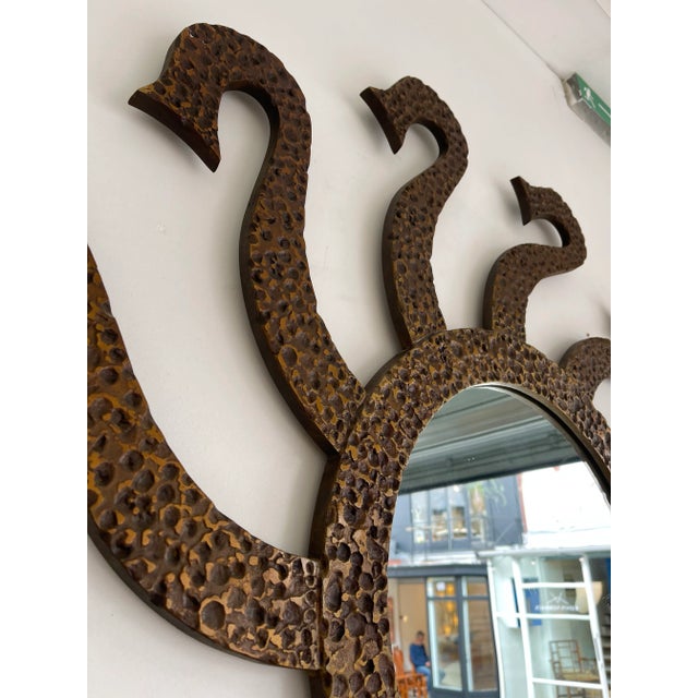 1970s 1970s Hammered Brass Mirror Octopus by Luciano Frigerio, Italy For Sale - Image 5 of 11