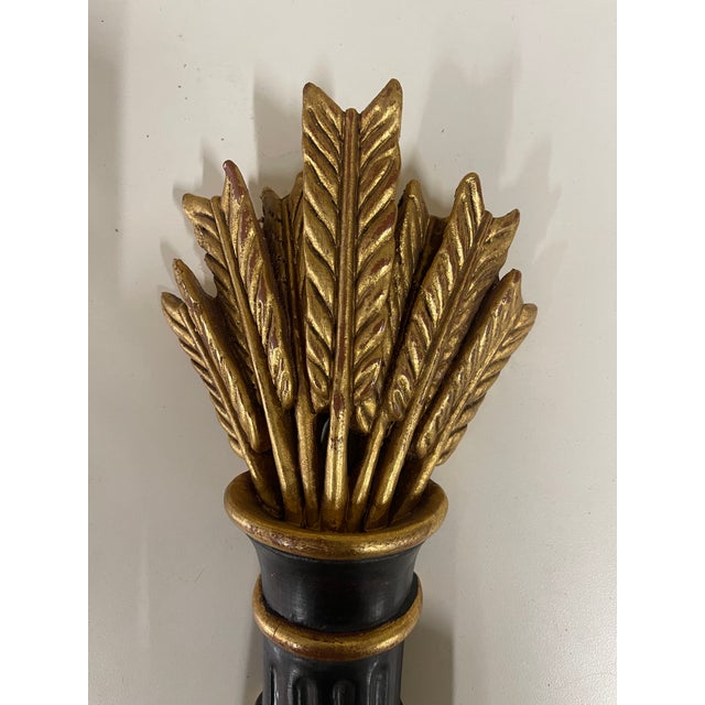 Black Vintage Louis XVI Style Two-Light Electric Wall Sconces--a Pair For Sale - Image 8 of 13