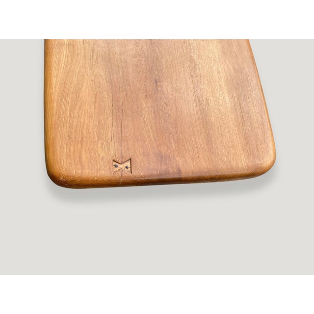 Andrianna Shamaris Mid Century Couture Triangle Base Teak Wood Coffee Table For Sale In New York - Image 6 of 6