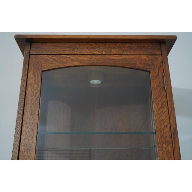 Brown Stickley 1 Door Mission Oak Curio Display Cabinet For Sale - Image 8 of 12