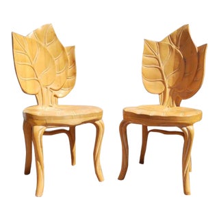 1960s Vintage French Art Nouveau Sculptural Leaf Chair For Sale