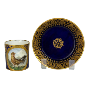 19th Century French Sevres Porcelain Hand Painted Cup & Saucer