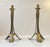 Tall Art Nouveau Leaves Tri-Stand Candleholders in Engraved Brass, 1900s, Set of 2 For Sale - Image 9 of 9