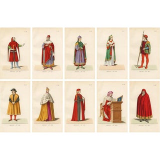 Paul Mercuri, Medieval Knights, Clergy & Nobles, 1845, Lithograph, Set of 10 For Sale