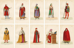 Paul Mercuri, Medieval Knights, Clergy & Nobles, 1845, Lithograph, Set of 10