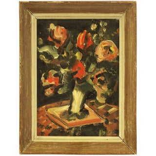 Maria Modok, Flowers In Bloom, Still Life Oil Painting Maria Modok Hungarian Jewish Artist For Sale
