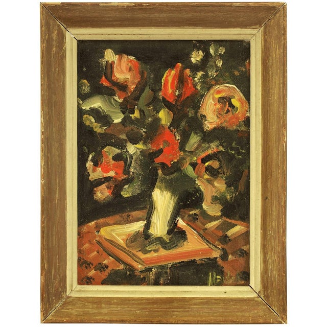 Maria Modok, Flowers In Bloom, Still Life Oil Painting Maria Modok Hungarian Jewish Artist For Sale
