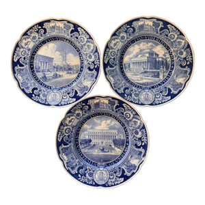1930's Wedgwood Columbia University Transferware Dinner Plates- Set of 3